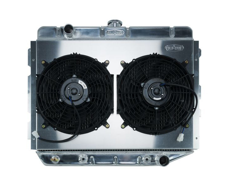 Cold Case Radiators Radiator and Fan - 29 in W x 23 in H x 3 in D - Dual Fans - Driver Side Inlet - Passenger Side