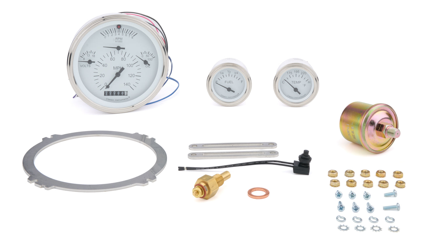 Classic Instruments Gauge Kit - 1957 Chevy Package - Analog - Fuel Level / Oil Pressure / Speedometer / Tachometer /