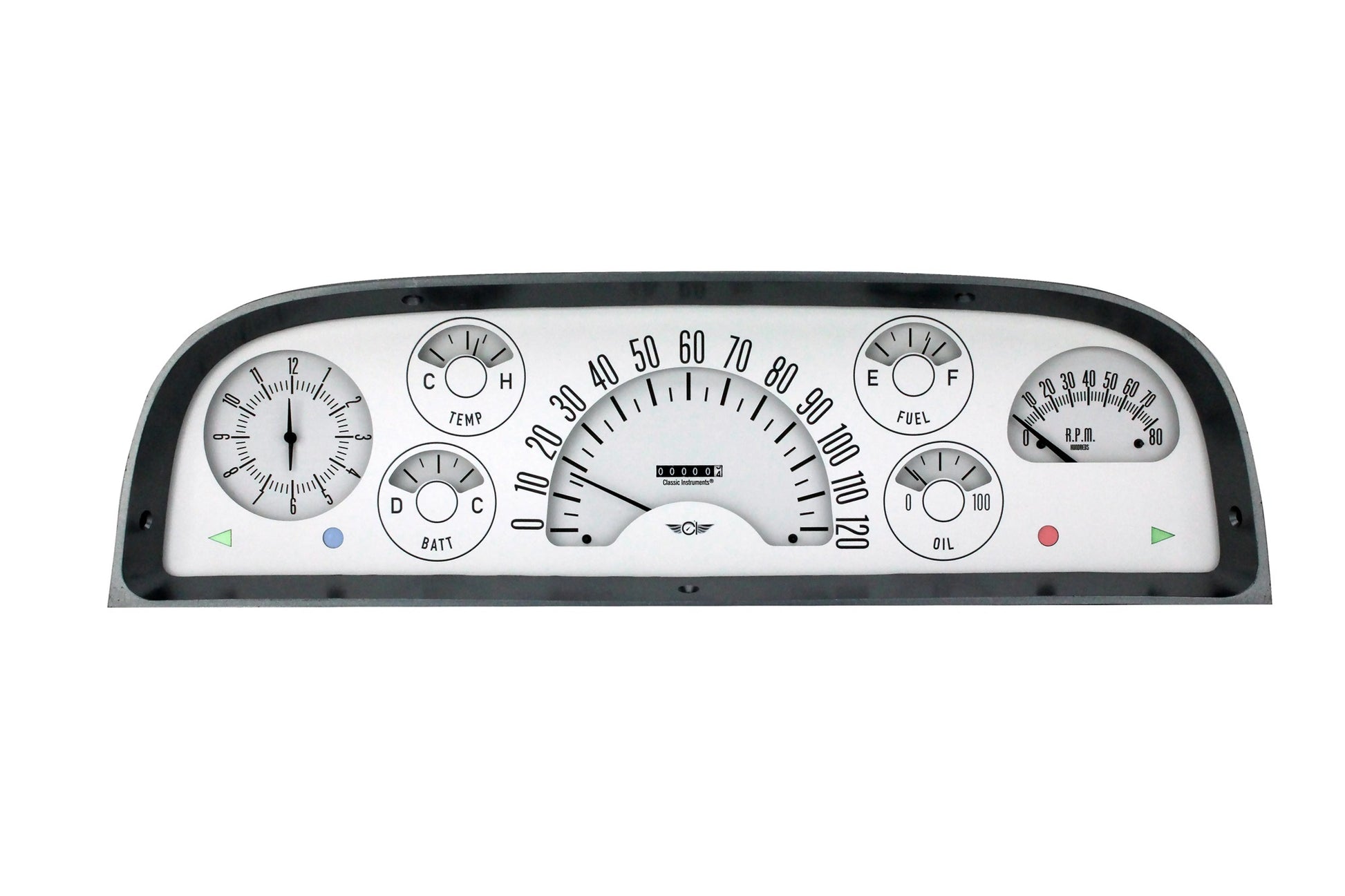 Classic Instruments Gauge Kit - Direct-Fit - Analog - Clock / Fuel Level / Oil Pressure / Speedometer / Tachometer /