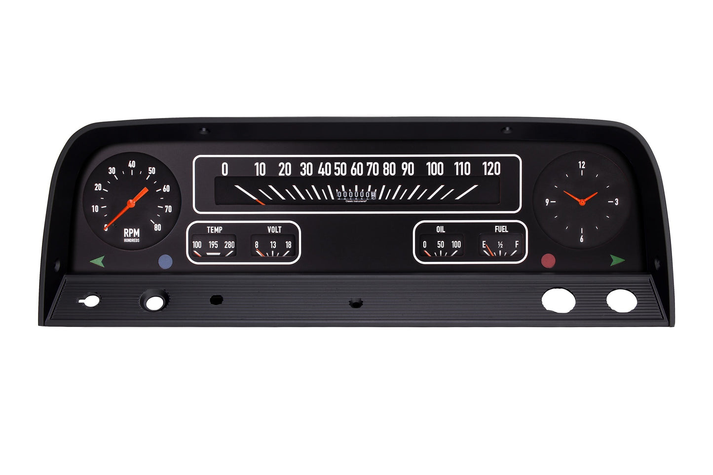 Classic Instruments Gauge Kit - Direct-Fit - Analog - Clock / Fuel Level / Oil Pressure / Speedometer / Tachometer /