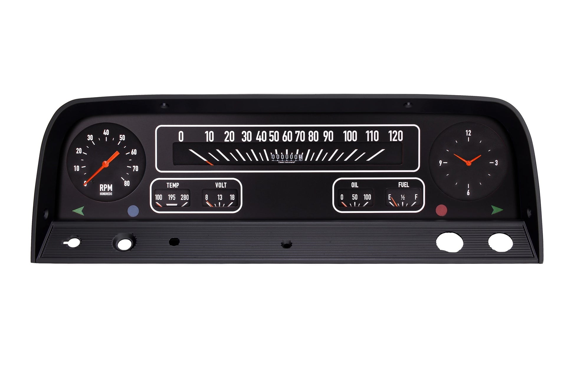 Classic Instruments Gauge Kit - Direct-Fit - Analog - Clock / Fuel Level / Oil Pressure / Speedometer / Tachometer /