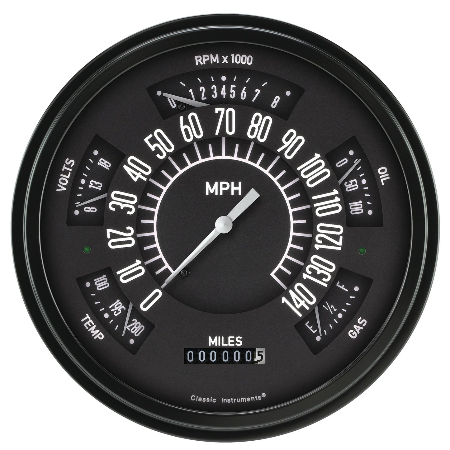 Classic Instruments Gauge Kit - Ford Bronco Package - Analog - Fuel Level / Oil Pressure / Speedometer / Voltmeter /
