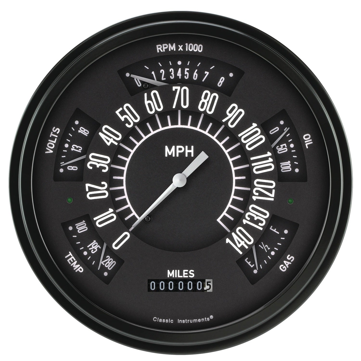Classic Instruments Gauge Kit - Ford Bronco Package - Analog - Fuel Level / Oil Pressure / Speedometer / Voltmeter /