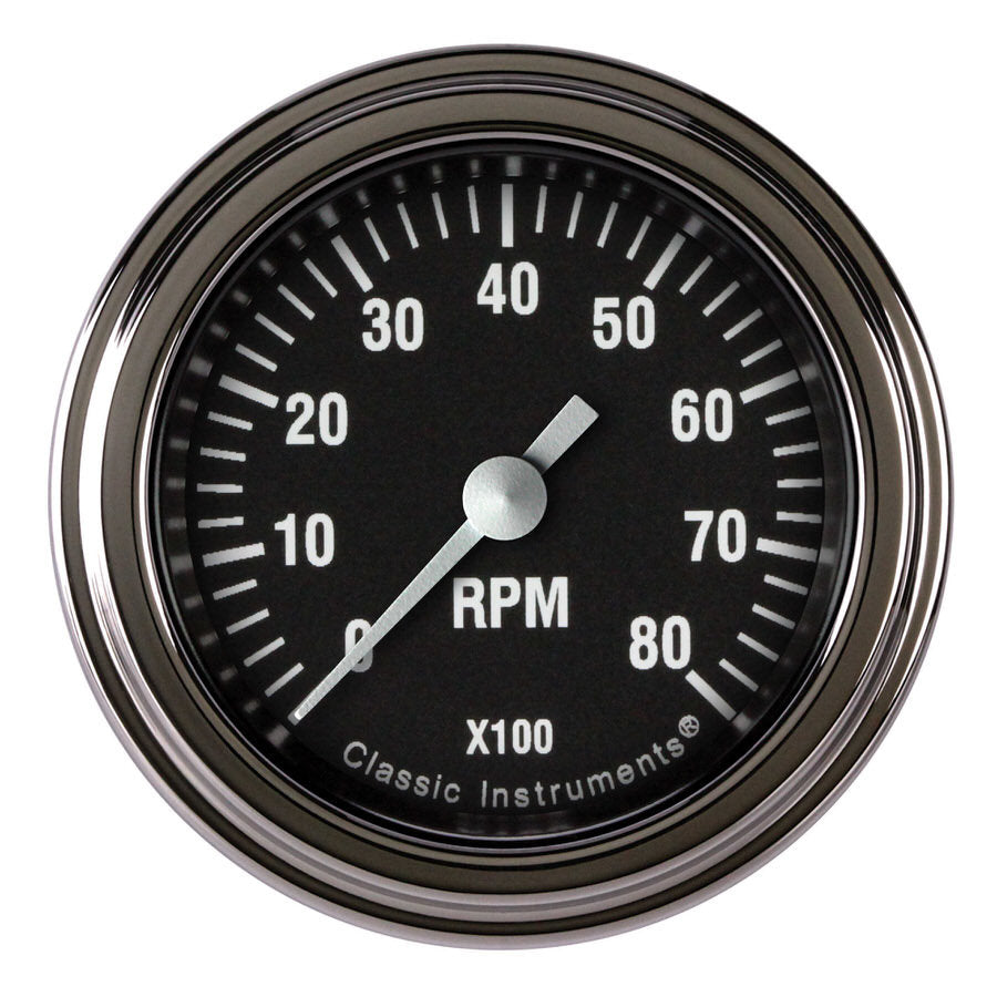 Classic Instruments Tachometer - Hot Rod - 8000 RPM - Electric - Analog - 2-1/8 in Diameter - Dash Mount - Low Step