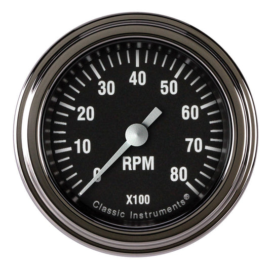 Classic Instruments Tachometer - Hot Rod - 8000 RPM - Electric - Analog - 2-1/8 in Diameter - Dash Mount - Low Step