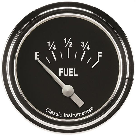 Classic Instruments Fuel Level Gauge - Hot Rod - 0-90 OHM - Electric - Analog - Short Sweep - 2-5/8 in Diameter - Low