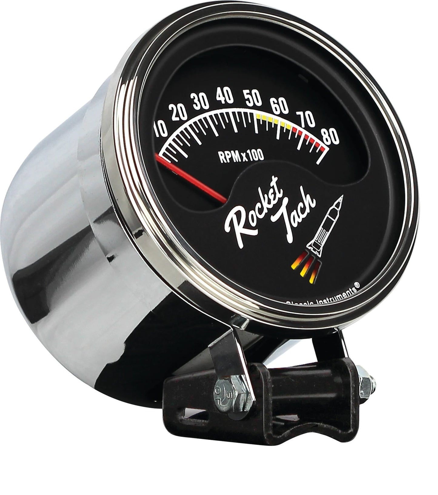 Classic Instruments Tachometer - Rocket Tach - 8000 RPM - Electric - Analog - 3-3/8 in Diameter - Black Face - Each