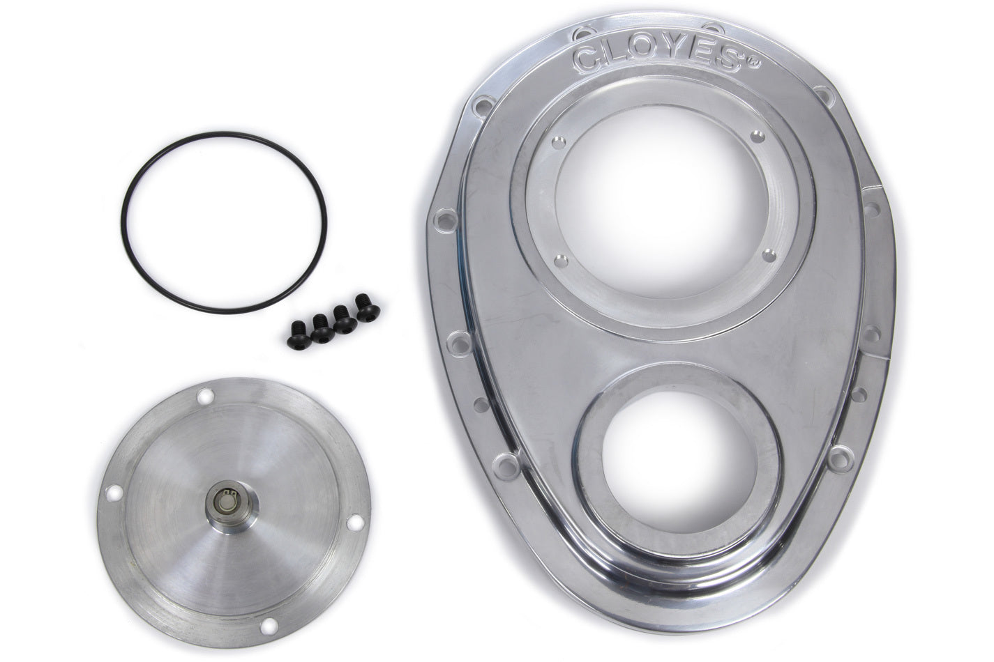 Cloyes Timing Cover - Quick Button - 2-Piece - Aluminum - Polished - Small Block Chevy - Kit
