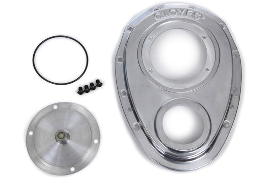 Cloyes Timing Cover - Quick Button - 2-Piece - Aluminum - Polished - Small Block Chevy - Kit