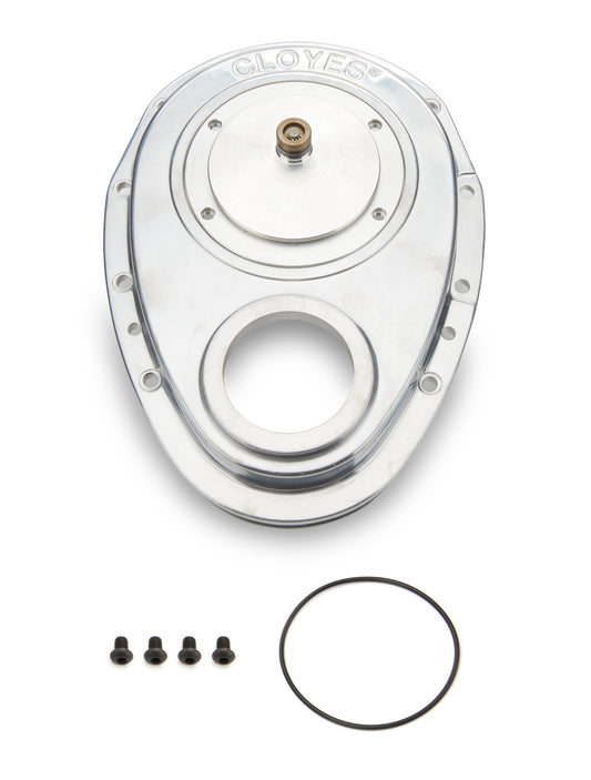 Cloyes Timing Cover - Quick Button - 2-Piece - Aluminum - Polished - Rocket Block - Small Block Chevy - Kit