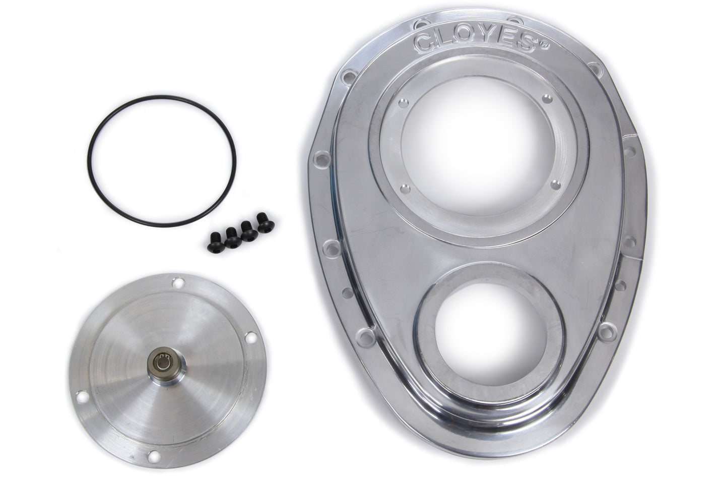 Cloyes Timing Cover - Quick Button - 2-Piece - Aluminum - Polished - Big Block Snout - Small Block Chevy - Kit