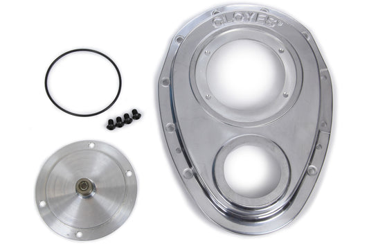 Cloyes Timing Cover - Quick Button - 2-Piece - Aluminum - Polished - Big Block Snout - Small Block Chevy - Kit
