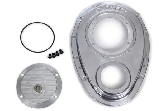 Cloyes Timing Cover - Quick Button - 2-Piece - Aluminum - Polished - Big Block Snout - Rocket Block - Small Block