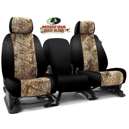 Custom Seat Cover Neosupreme Camo Mossy — Duck Blind with Black Sides