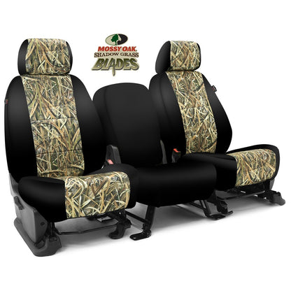 Custom Seat Cover Neosupreme Camo Mossy — Shadow Grass Blades with Black Sides