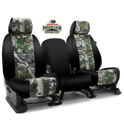 Custom Seat Cover Neosupreme Camo Mossy — Mountain Country with Black Sides