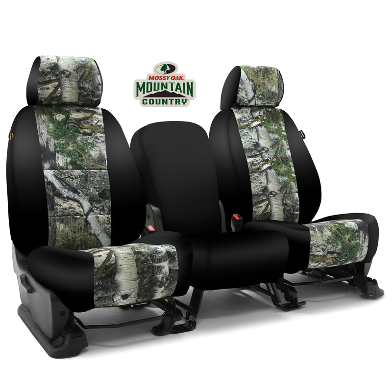 Custom Seat Cover Neosupreme Camo Mossy Oak Mountain Country — Mountain Country with Black Sides