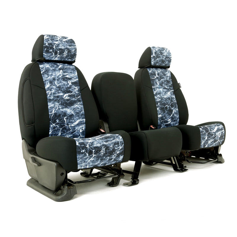 Custom Seat Cover Neosupreme Camo Mossy — Elements Bluefin with Black Sides