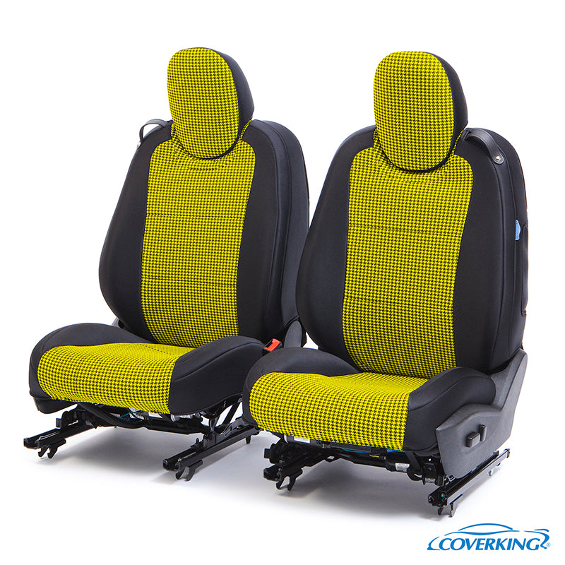 Custom Seat Cover Neosupreme Designer Print — Yellow Houndstooth with Black Sides