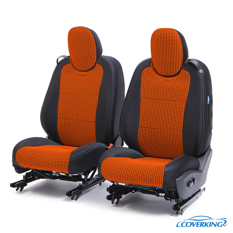 Custom Seat Cover Neosupreme Designer Print — Orange Houndstooth with Black Sides