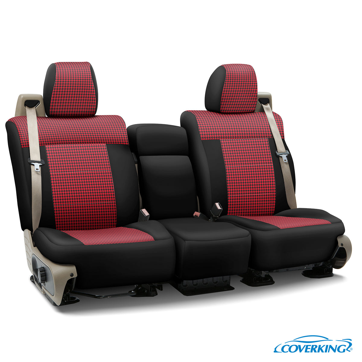 Custom Seat Cover Neosupreme Designer Print — Red Houndstooth with Black Sides