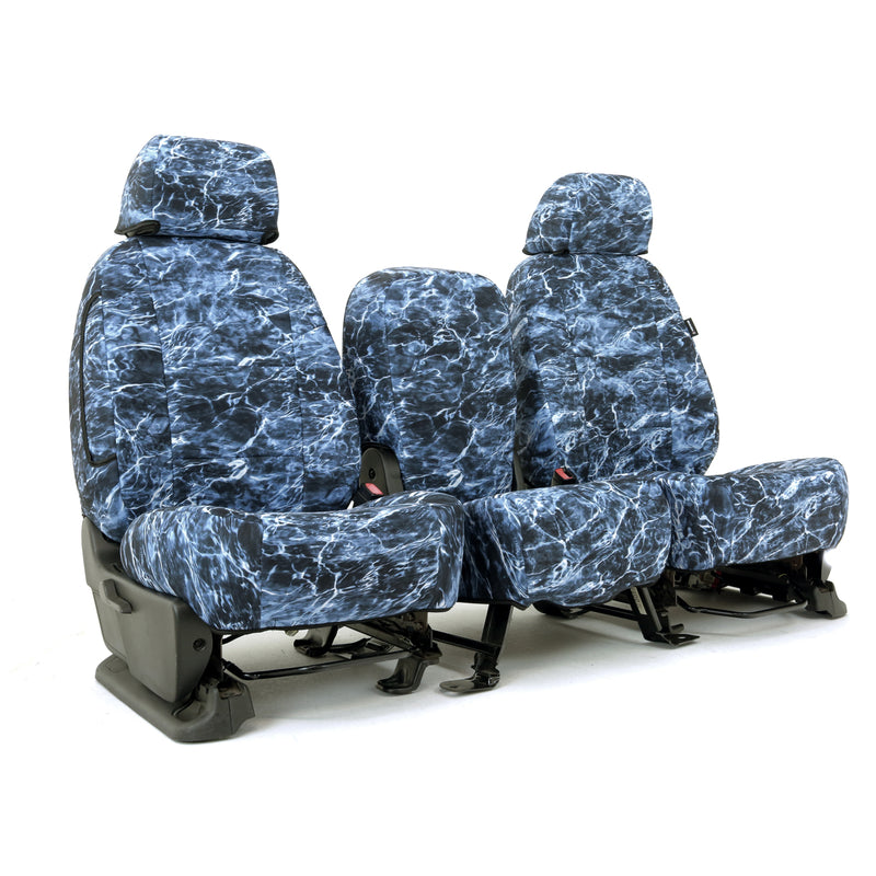 Custom Seat Cover Neosupreme Camo Mossy — Elements Bluefin Solid