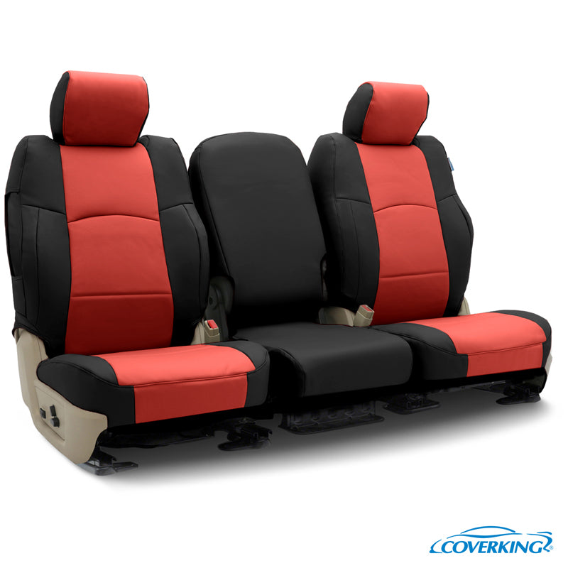 Custom Seat Cover Premium Leatherette — Red with Black sides