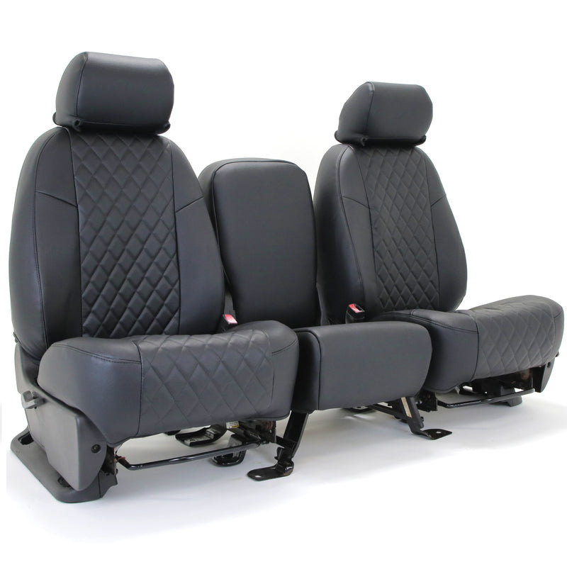 Custom Seat Cover Premium Leatherette — Black Diamond Stitch Pattern