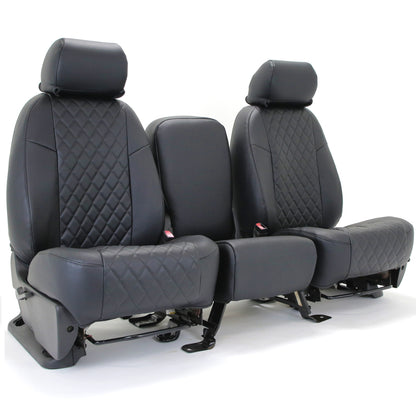 Custom Seat Cover Premium Leatherette — Black Diamond Stitch Pattern