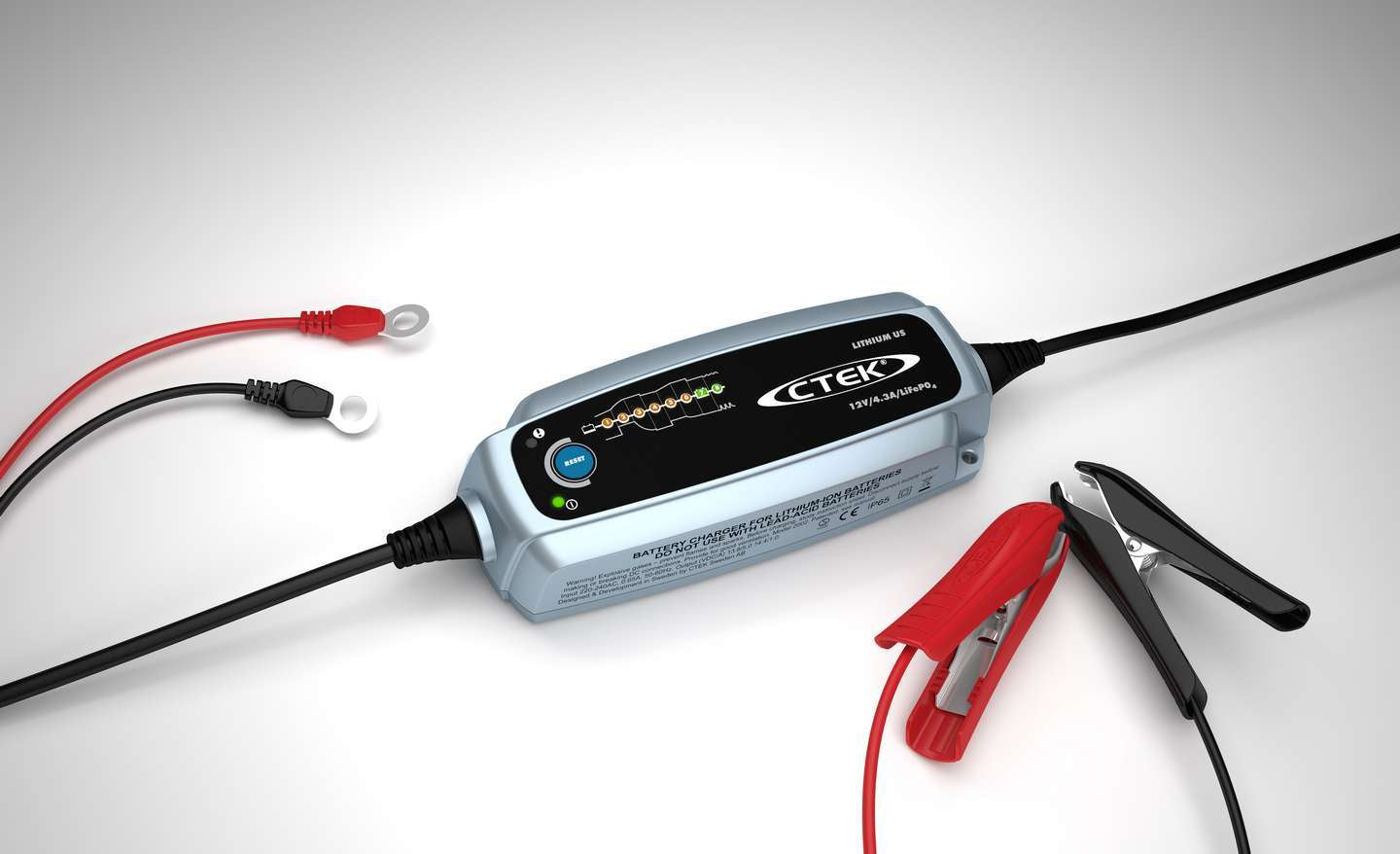 Ctek Battery Charger - Lithium US - Lithium-Ion - 12V - 4.3 amps - Indicator Lights - 8 Step Charging Program - Each