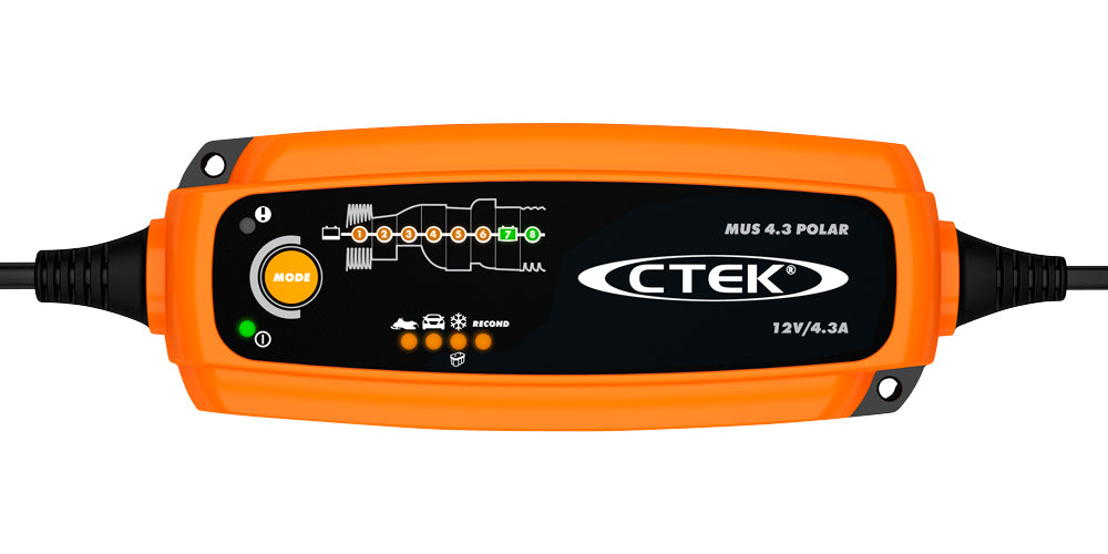 Ctek Battery Charger - MUS 4.3 POLAR - Lead Acid / AGM - 12V - 4.3 amps - Indicator Lights - Each