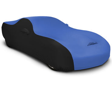 Custom Car Cover Satin Stretch 2-Tone — Blue with Black sides