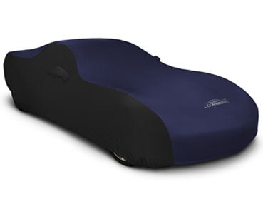 Custom Car Cover Satin Stretch 2-Tone — Blue with Black sides