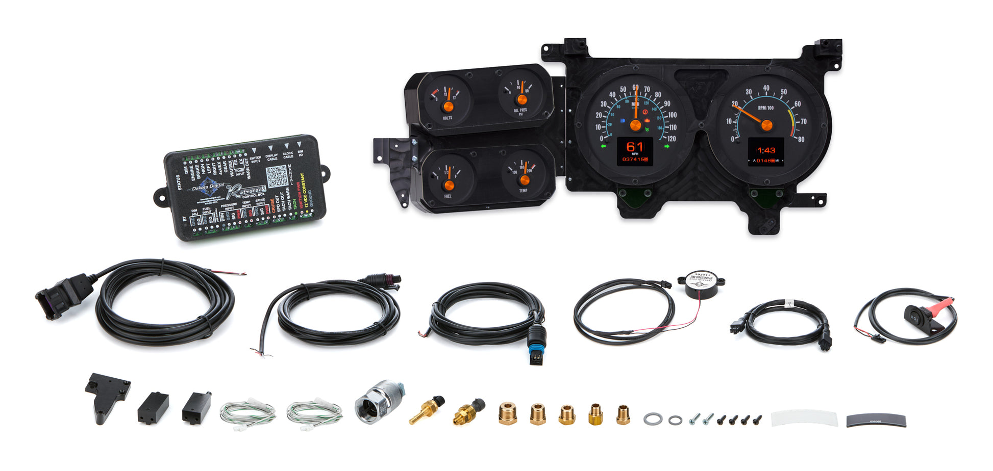 Dakota Digital Gauge Kit - RTX Series - Analog - Fuel / Oil Pressure / Speedometer / Tachometer / Voltmeter / Water
