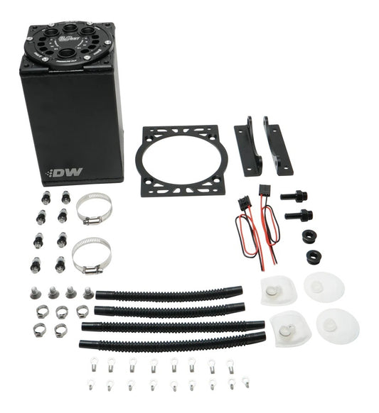 Deatschwerks Surge Tank - 3 L - 8 AN Female O-Ring Inlet / Return - 10 AN Female O-Ring Outlet - Fittings / Hardware /