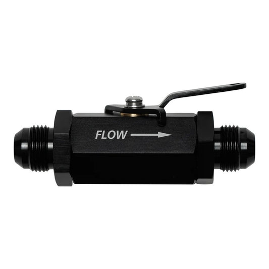 Deatschwerks Shut Off Valve - Manual - 8 AN Male to 8 AN Male - Aluminum - Black Anodized - Each