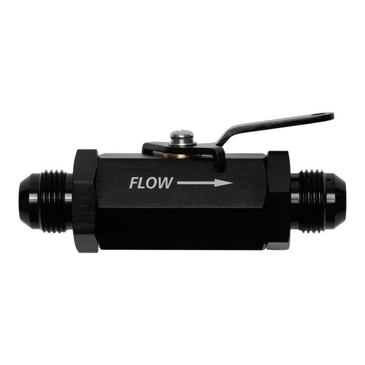 Deatschwerks Shut Off Valve - Manual - 10 AN Male to 10 AN Male - Aluminum - Black Anodized - Each