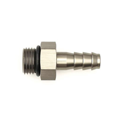 Deatschwerks Fitting - Adapter - Straight - 6 AN O-Ring Male to 5/16 in Hose Barb - Aluminum - Titanium Anodized - Each