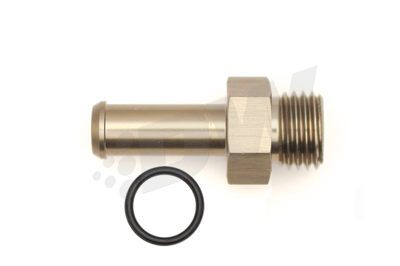 Deatschwerks Fitting - Adapter - Straight - 6 AN O-Ring Male to 3/8 in Hose Barb - Aluminum - Titanium Anodized - Each