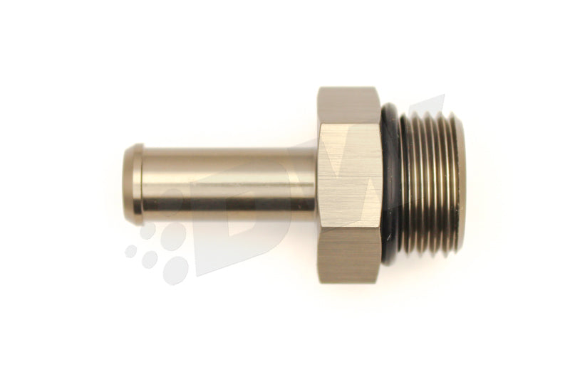Deatschwerks Fitting - Adapter - Straight - 8 AN Male O-Ring to 3/8 in Hose Barb - Aluminum - Titanium Anodized - Each