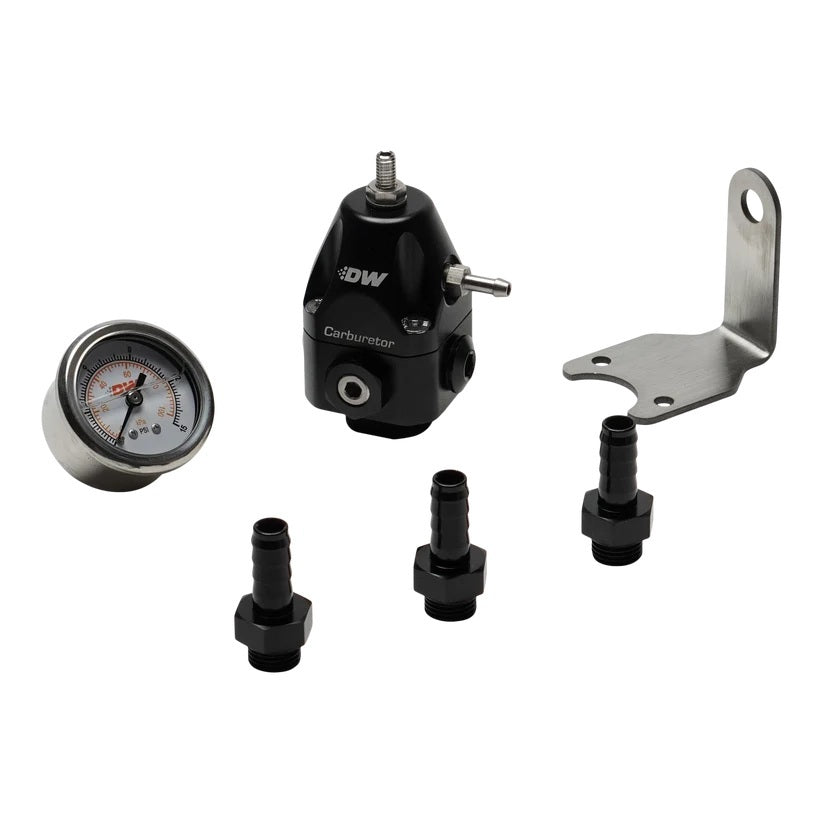 Deatschwerks Fuel Pressure Regulator - 3 to 10 PSI - In-Line - 6 AN Female O-Ring Inlet / Outlet / Return - 1/8 in NPT