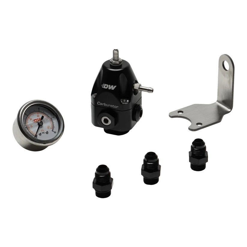 Deatschwerks Fuel Pressure Regulator - 3 to 10 PSI - In-Line - 6 AN Female O-Ring Inlet / Outlet / Return - 1/8 in NPT