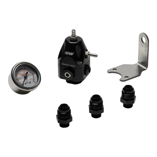 Deatschwerks Fuel Pressure Regulator - 3 to 10 PSI - In-Line - 6 AN Female O-Ring Inlet / Outlet / Return - 1/8 in NPT