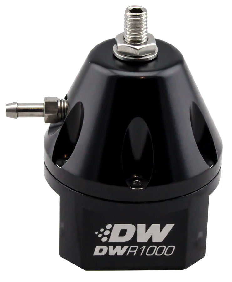 Deatschwerks Fuel Pressure Regulator - 30 to 100 psi - In-Line - 6 AN Inlets / Return - 3/16 in Vacuum Line - 1/8 in