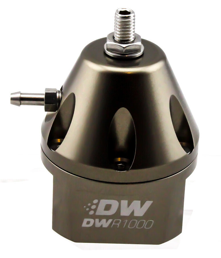 Deatschwerks Fuel Pressure Regulator - 30 to 100 psi - In-Line - 6 AN Inlets / Return - 3/16 in Vacuum Line - 1/8 in