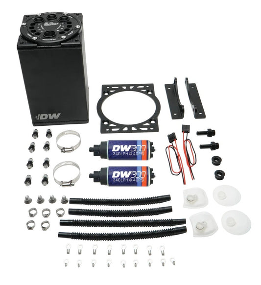 Deatschwerks Surge Tank - 3 L - 8 AN Female O-Ring Inlet / Return - 10 AN Female O-Ring Outlet - DW300 Fuel Pumps /
