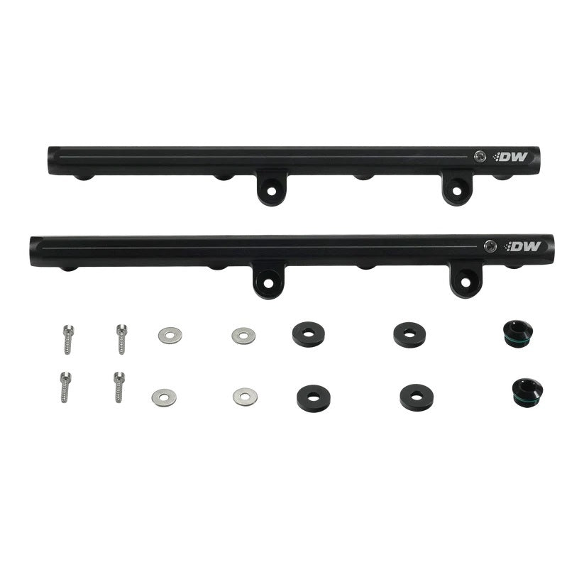 Deatschwerks Fuel Rail - Fittings / Spacers / Hardware - Aluminum - Black Anodized - Mopar Gen III Hemi 2005-23 - Pair