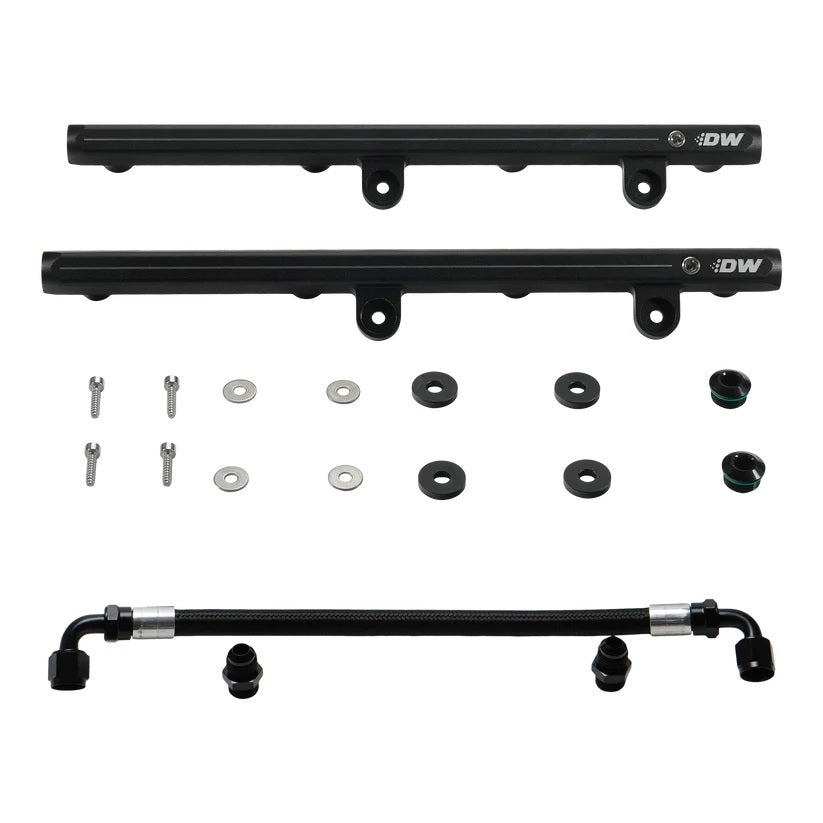 Deatschwerks Fuel Rail - Fittings / Crossover Hose / Spacers / Hardware - Aluminum - Black Anodized - Mopar Gen III