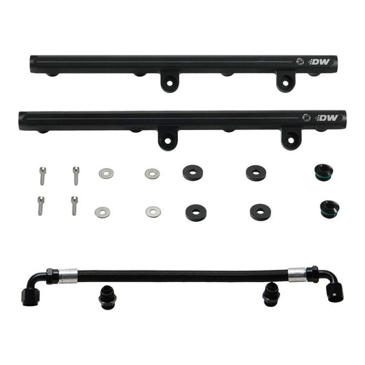 Deatschwerks Fuel Rail - Fittings / Crossover Hose / Spacers / Hardware - Aluminum - Black Anodized - Mopar Gen III