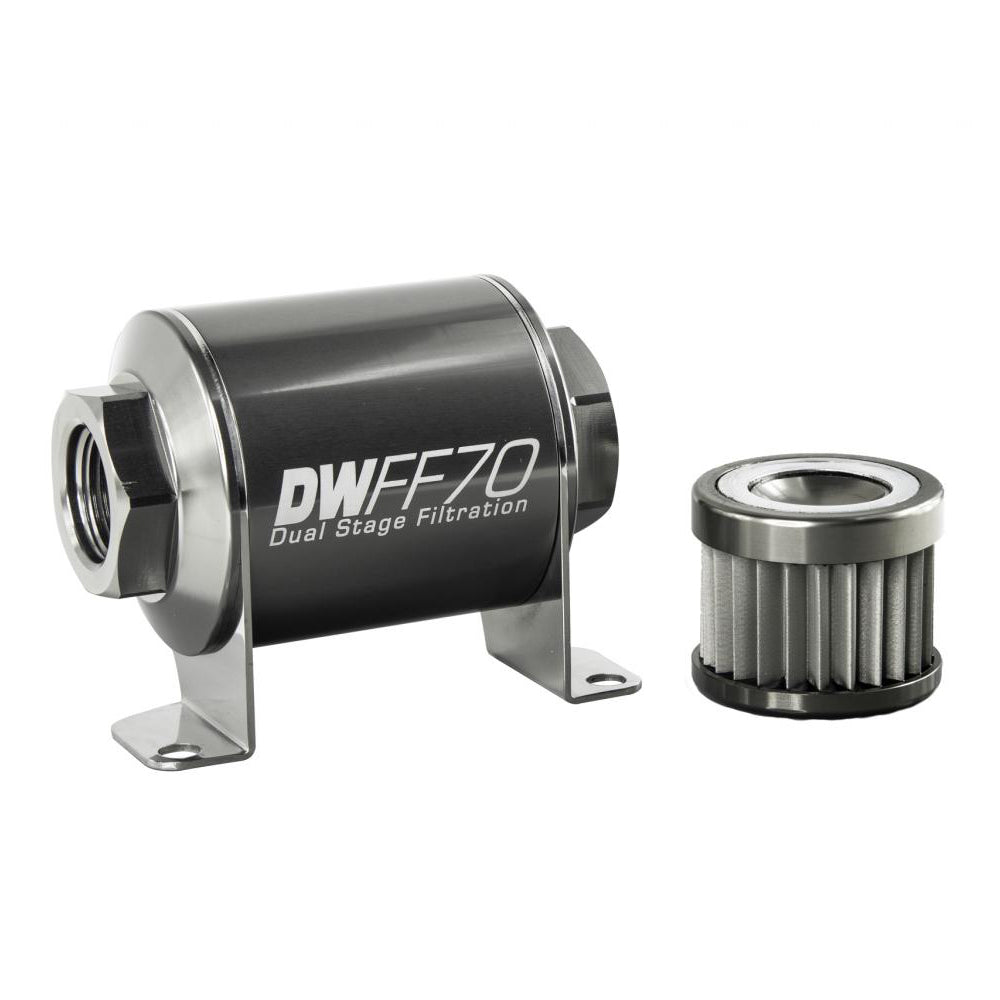 Deatschwerks Fuel Filter - In-Line - 10 Micron - Stainless Element - 10 AN Female O-Ring Inlet - 10 AN Female O-Ring